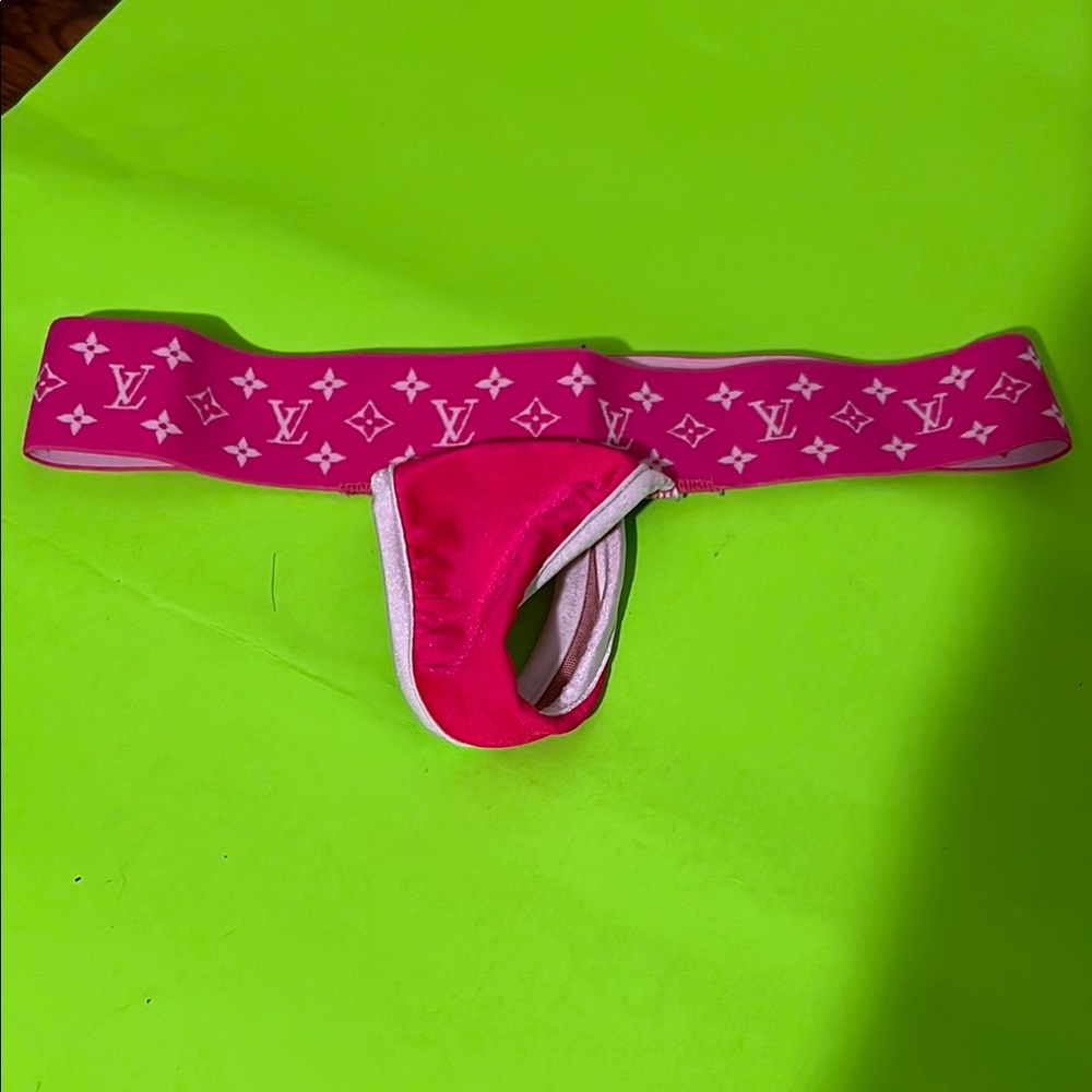 Pink Monogram Logo Waistband Thong